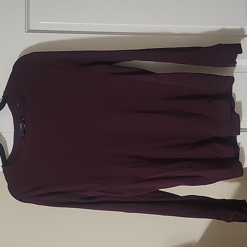Vince Mens Pima Cotton Burgundy Long Sleeve Thermal In Size Medium